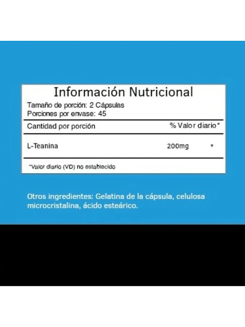 L-theanine 200mg Reducción Del Estrés — 90 cápsulas