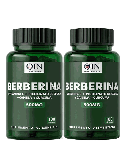 X2 Berberina 500mg Qin Supplements — 200 cápsulas (2 frascos de 100)