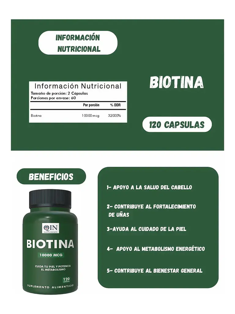 Biotina 10.000 Mcg — 120 cápsulas 8