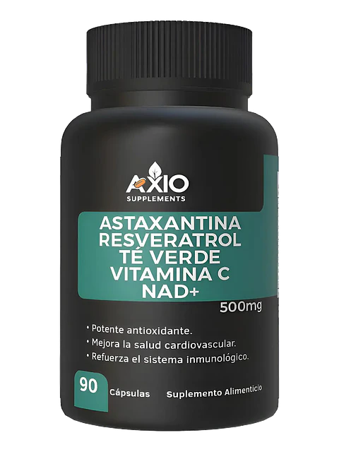 Astaxantina + Resveratrol + Nad + Vitamina C + Te Verde — 90 cápsulas
