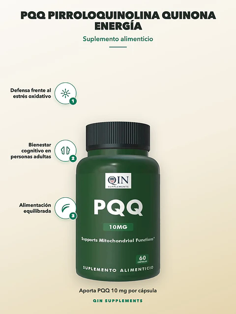 Pqq Pirroloquinolina Quinona Energía Celular Mitocondrias — 60 cápsulas