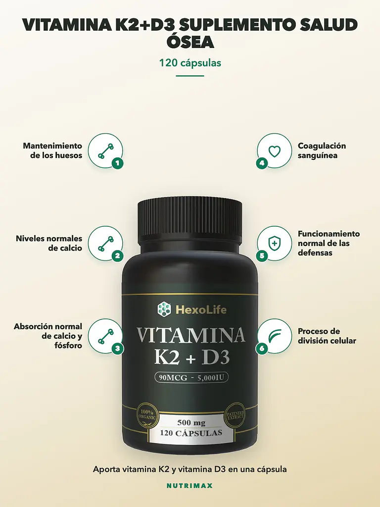 Vitamina K2+d3 Salud Ósea — 120 cápsulas 2