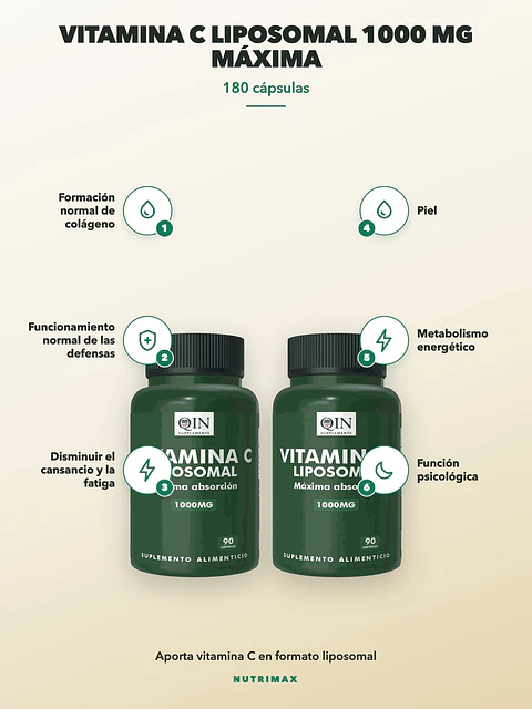 Vitamina C Liposomal 1000 Mg Máxima Absorción — 180 cápsulas