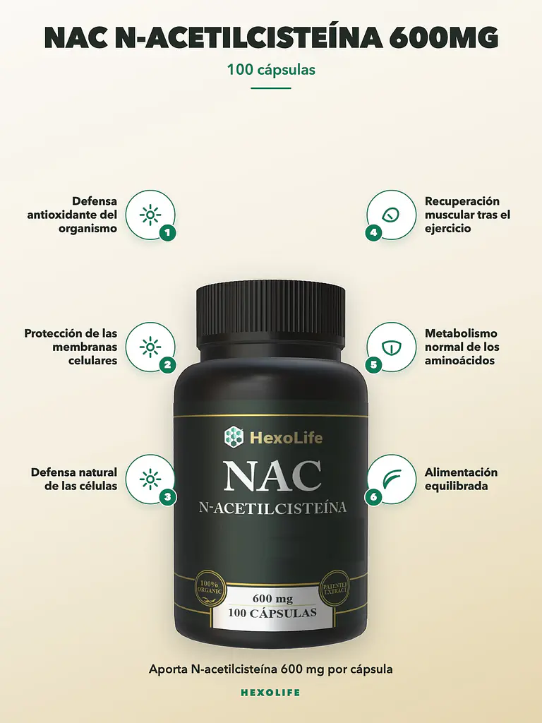 Nac N-acetilcisteína 600mg — 100 cápsulas 2