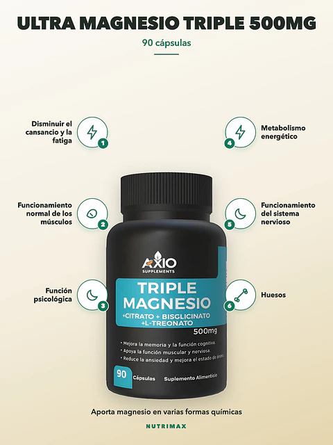Ultra Magnesio Triple 500mg — 90 cápsulas