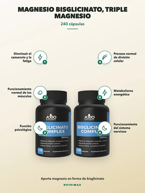 Magnesio Bisglicinato, Triple 500mg — 240 cápsulas