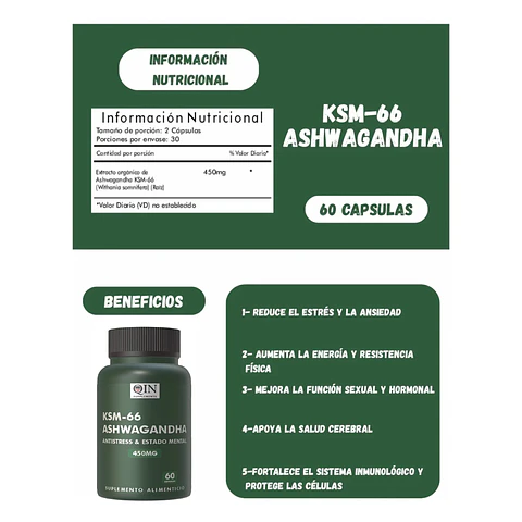 Ashwagandha Ksm66 | 450mg Antistress Estado Mental 60cap