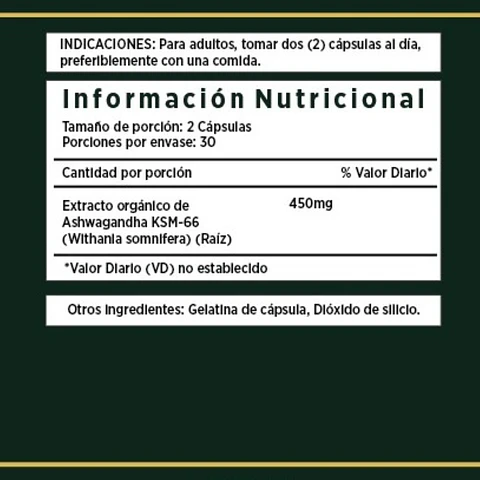 X2 Ashwagandha Ksm66 | 450mg Antistress Estado Mental 60 cap
