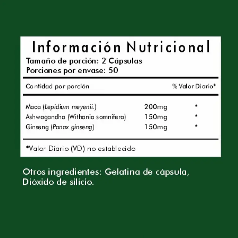 Pack X2 Maca + Ashwagandha + Ginseng 100 Cápsulas  5