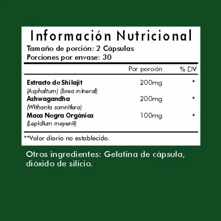 Shilajit + Ashwagandha + Black Maca | Máxima Potencia | 60 Cap 2