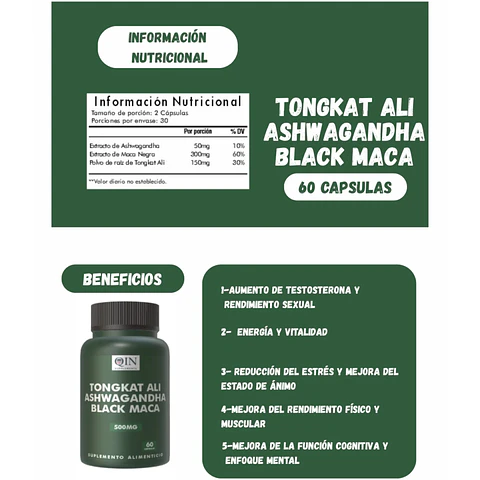 Tongkat Ali + Ashwagandha + Black Maca Ultra 60 Cap