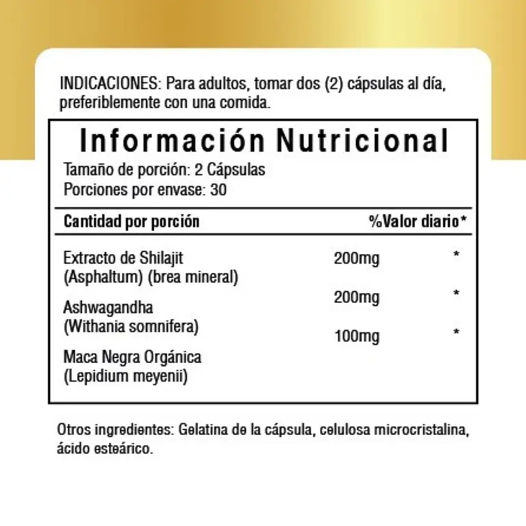 Shilajit + Ashwagandha + Black Maca | Máxima Potencia | 60 cap 2
