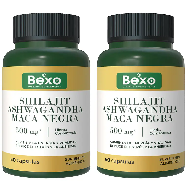 Shilajit + Ashwagandha + Black Maca | 2 Frascos 120 Capsulas 1