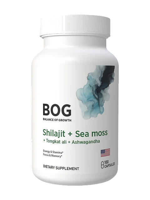 Shilajit + Sea Moss + Tongkat Ali + Ashwagandha BOG — 100 cápsulas