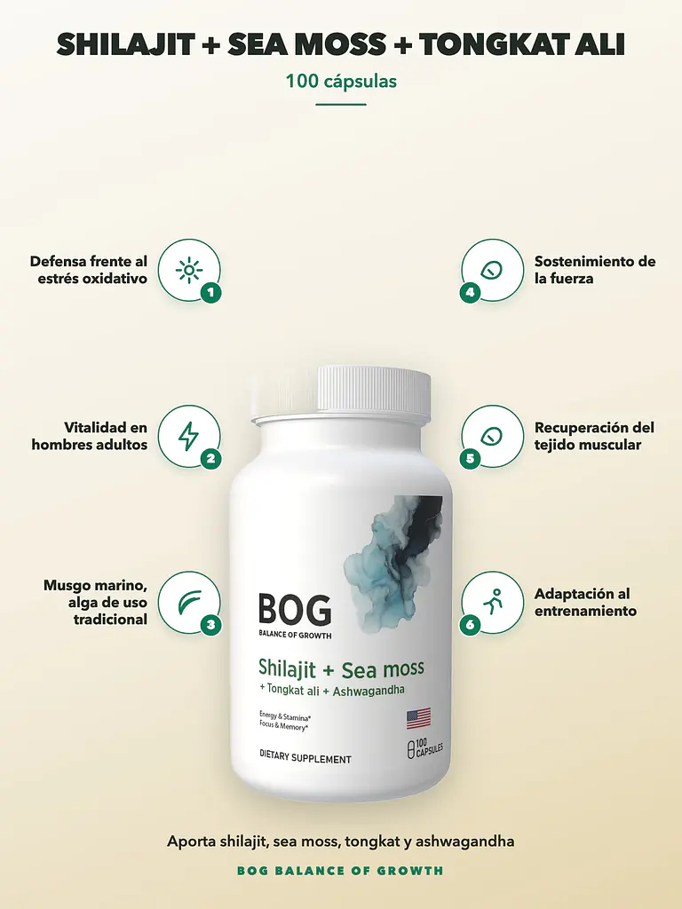 Shilajit + Sea Moss + Tongkat Ali + Ashwagandha BOG — 100 cápsulas 2