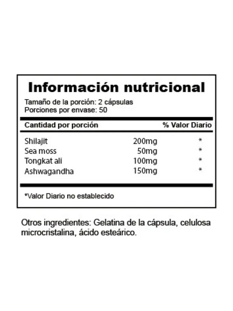 Shilajit + Sea Moss + Tongkat Ali + Ashwagandha BOG — 100 cápsulas 3
