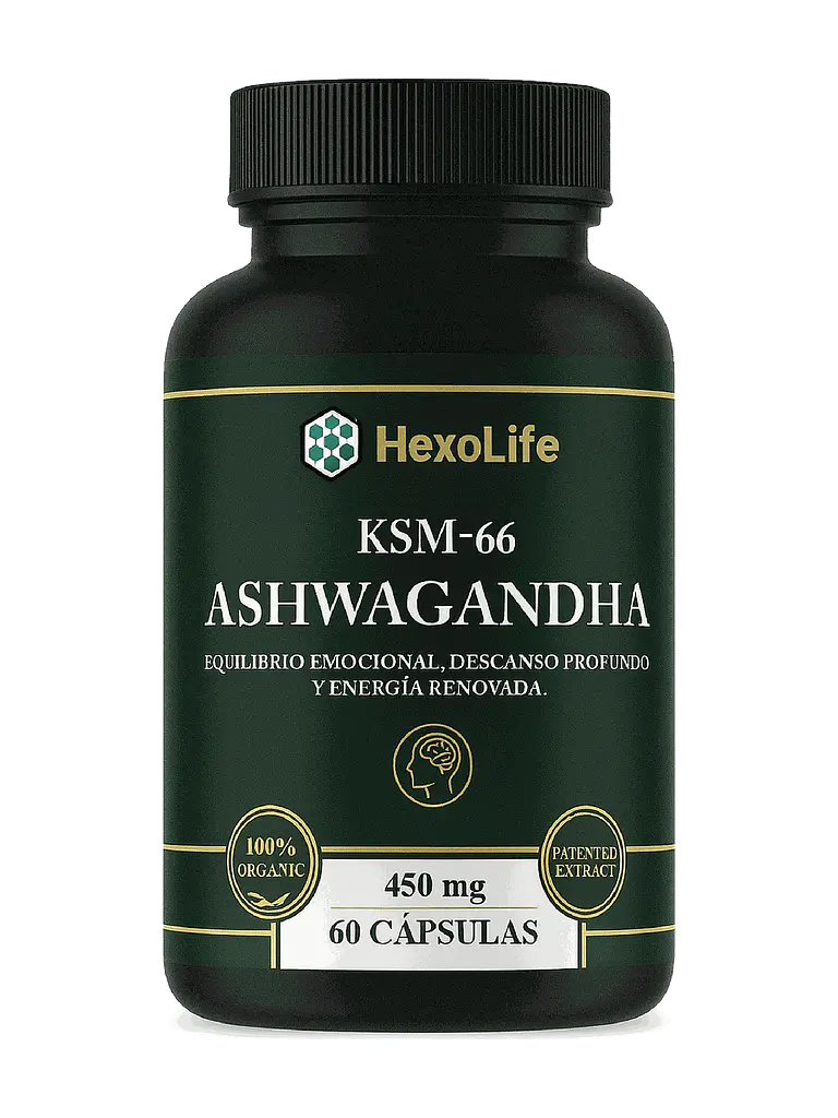 Ashwagandha KSM-66 450mg Orgánica HexoLife — 60 cápsulas 1