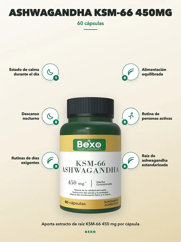 Ashwagandha KSM-66 450mg Bexo — 60 cápsulas 2