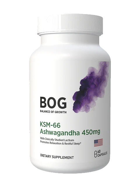 Ashwagandha KSM-66 450mg con Lactium BOG — 60 cápsulas