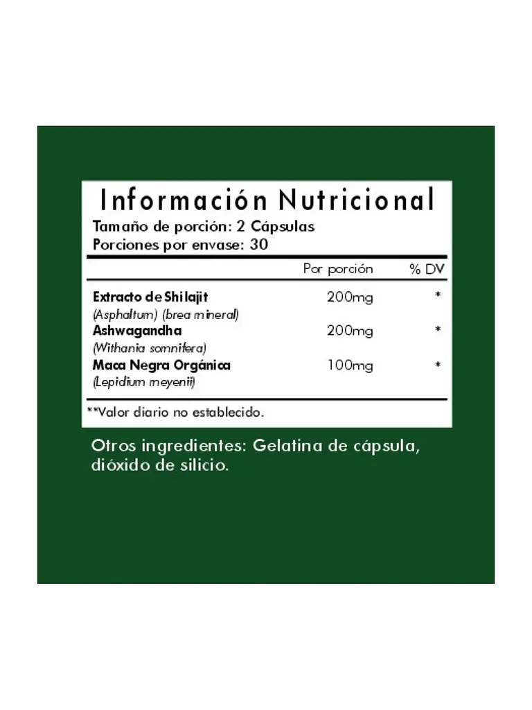 Shilajit + Ashwagandha + Maca Negra 500mg Qin Supplements — 60 cápsulas 3