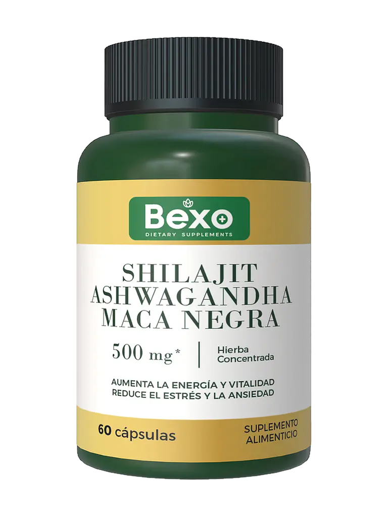 Shilajit + Ashwagandha + Maca Negra 500mg Bexo — 60 cápsulas 1