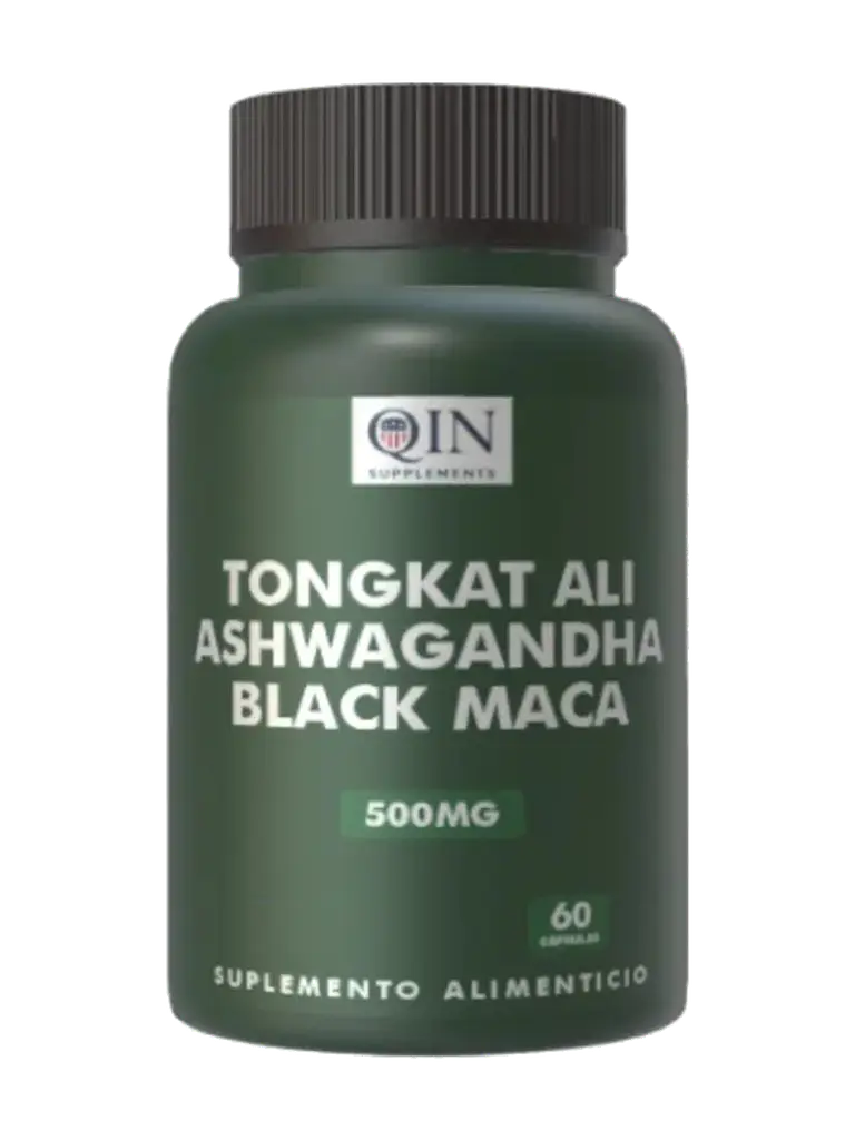 Tongkat Ali + Ashwagandha + Maca Negra 500mg Qin Supplements — 60 cápsulas 1