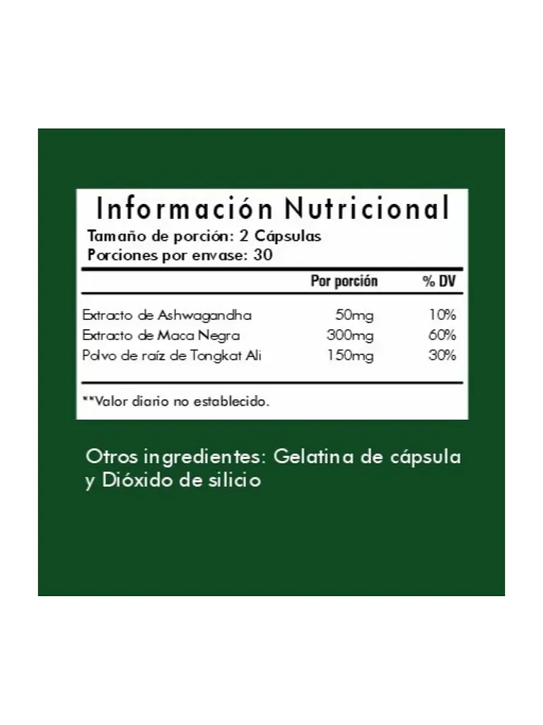 Tongkat Ali + Ashwagandha + Maca Negra 500mg Qin Supplements — 60 cápsulas 7