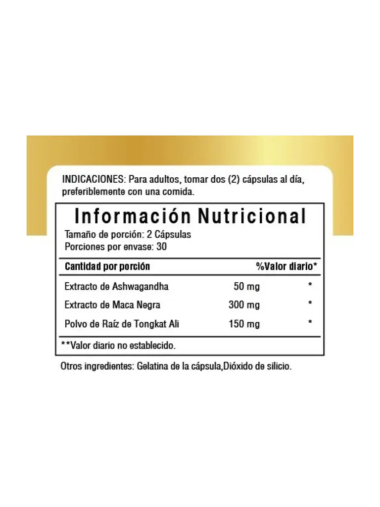 Tongkat Ali + Ashwagandha + Maca Negra 500mg Bexo — 60 cápsulas 3