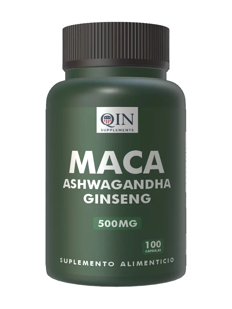 Maca + Ashwagandha + Ginseng 500mg Qin Supplements — 100 cápsulas 1