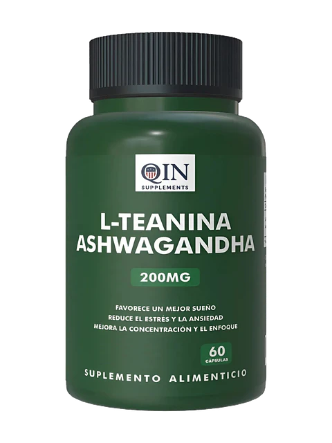 L-Teanina + Ashwagandha 200mg Qin Supplements — 60 cápsulas