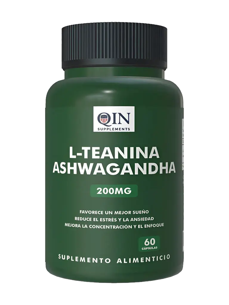 L-Teanina + Ashwagandha 200mg Qin Supplements — 60 cápsulas 1