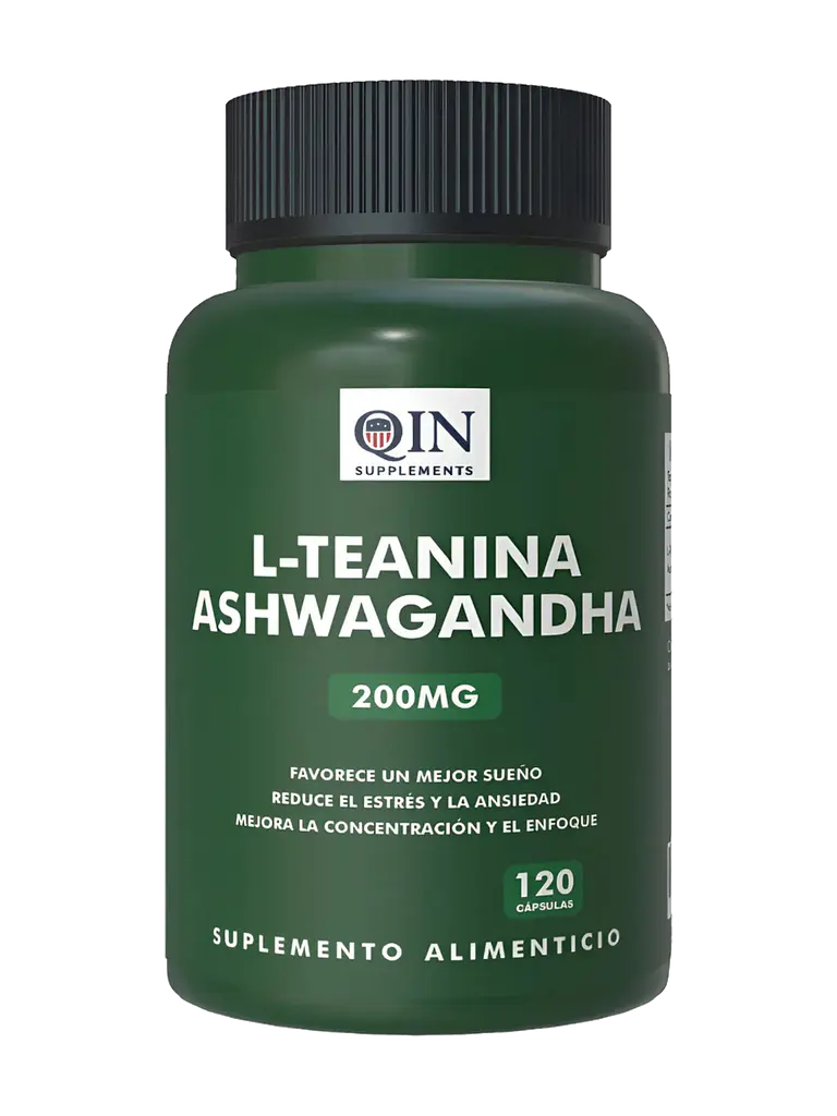 L-Teanina + Ashwagandha 200mg Qin Supplements — 120 cápsulas 1