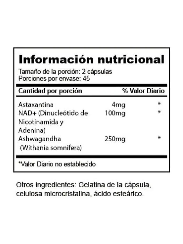 Astaxantina + NAD + Ashwagandha BOG — 90 cápsulas 3