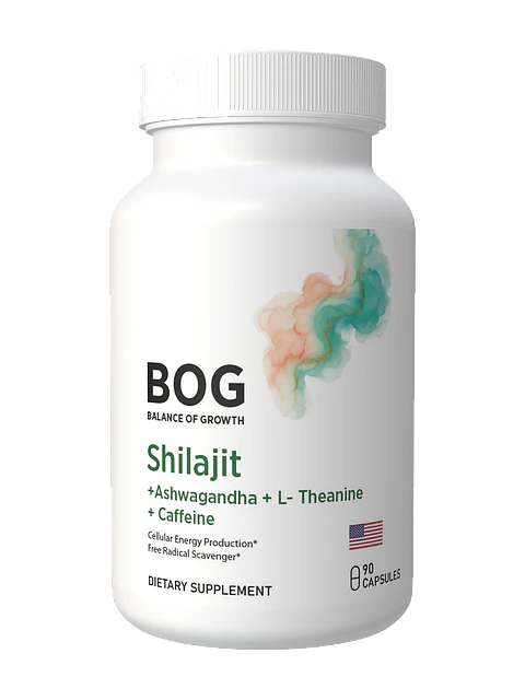 Shilajit + Ashwagandha + L-Teanina + Cafeína BOG — 90 cápsulas