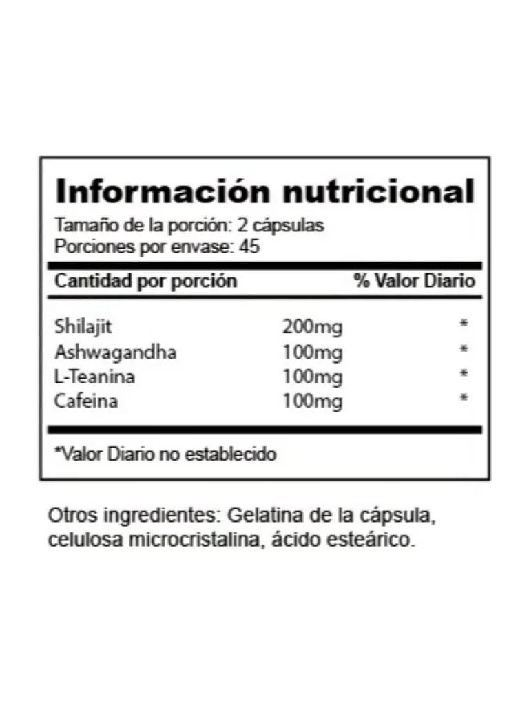 Shilajit + Ashwagandha + L-Teanina + Cafeína BOG — 90 cápsulas 4