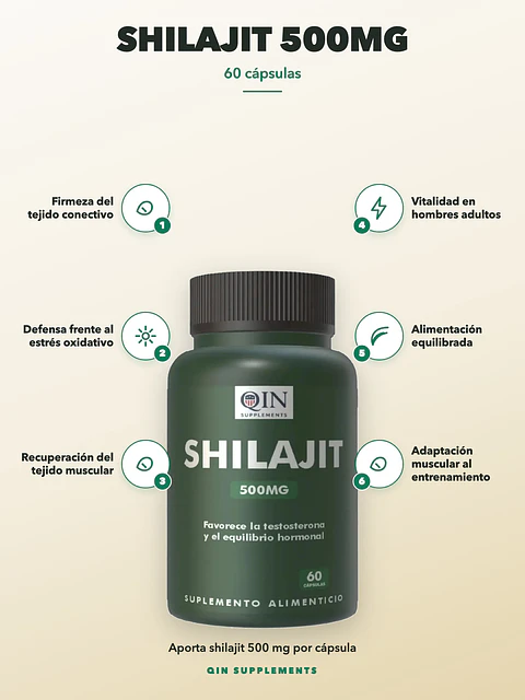 Shilajit 500mg Qin Supplements — 60 cápsulas