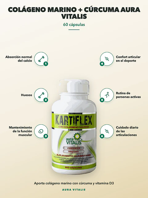 Colágeno Marino + Cúrcuma Aura Vitalis — 60 cápsulas