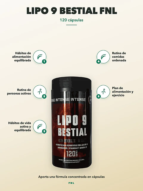 Lipo 9 Bestial FNL — 120 cápsulas