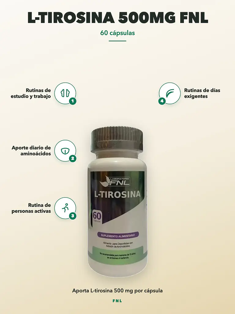L-Tirosina 500mg FNL — 60 cápsulas 2