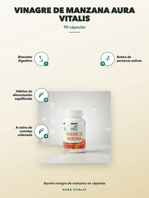 Vinagre de Manzana Aura Vitalis — 90 cápsulas