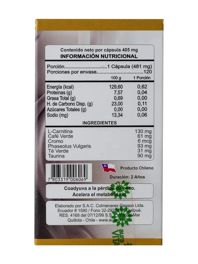 Lipo Thermo con Cromo y Té Verde Aura Vitalis — 120 cápsulas 3