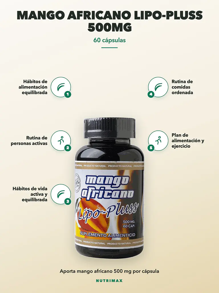 Mango Africano Lipo-Pluss 500mg — 60 cápsulas 2