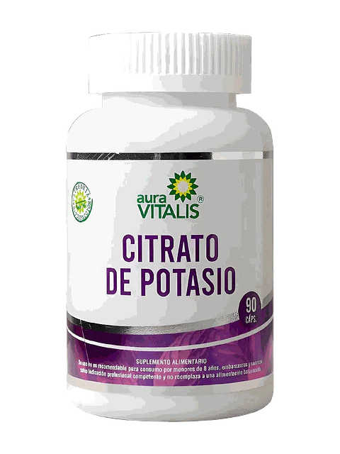 Citrato de Potasio 670mg Aura Vitalis — 90 cápsulas