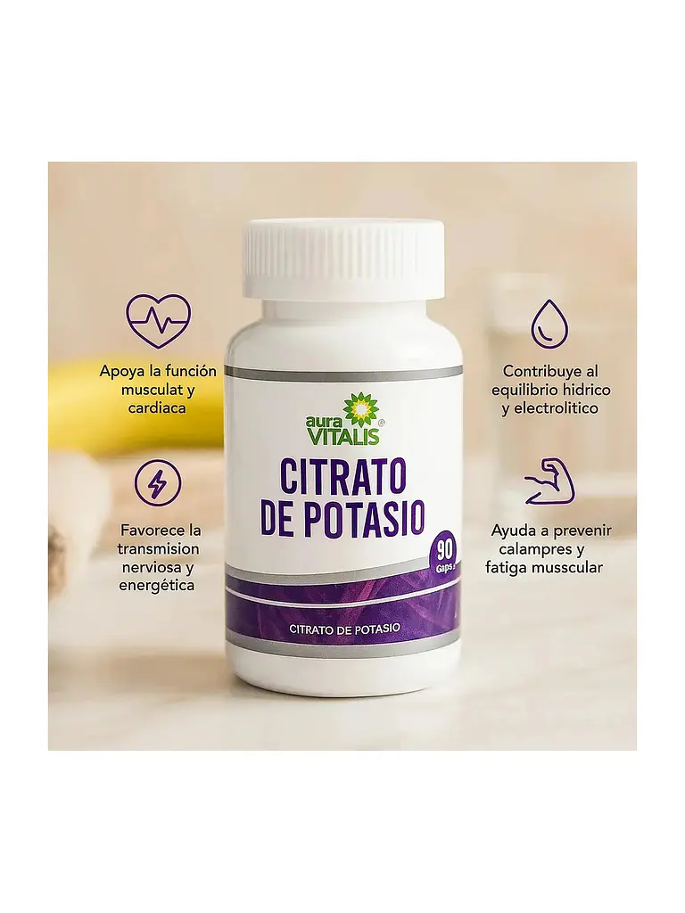 Citrato de Potasio 670mg Aura Vitalis — 90 cápsulas 3