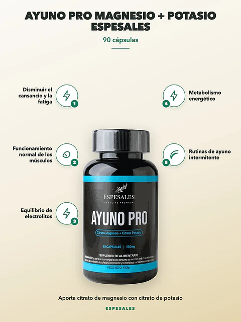 Ayuno Pro Magnesio + Potasio Espesales — 90 cápsulas