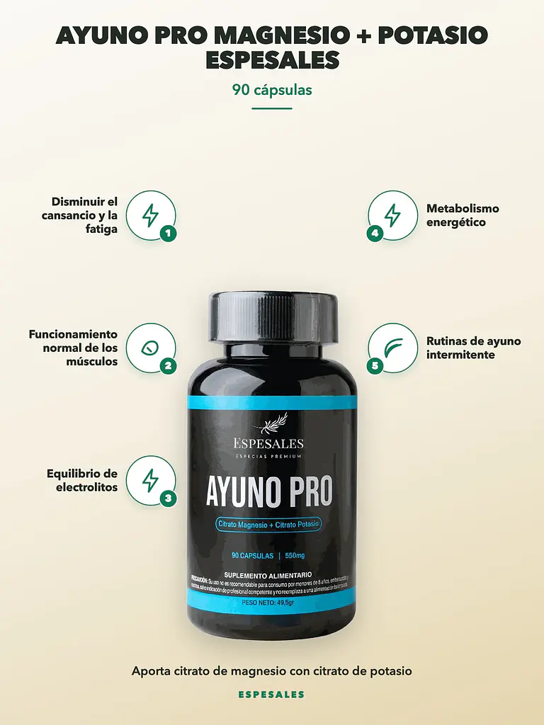 Ayuno Pro Magnesio + Potasio Espesales — 90 cápsulas 2