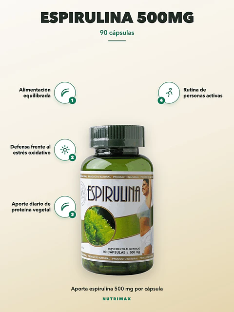Espirulina 500mg — 90 cápsulas