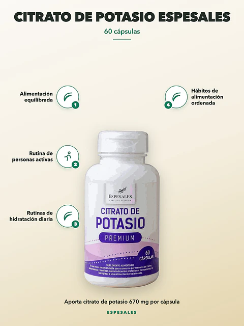 Citrato de Potasio Espesales — 60 cápsulas