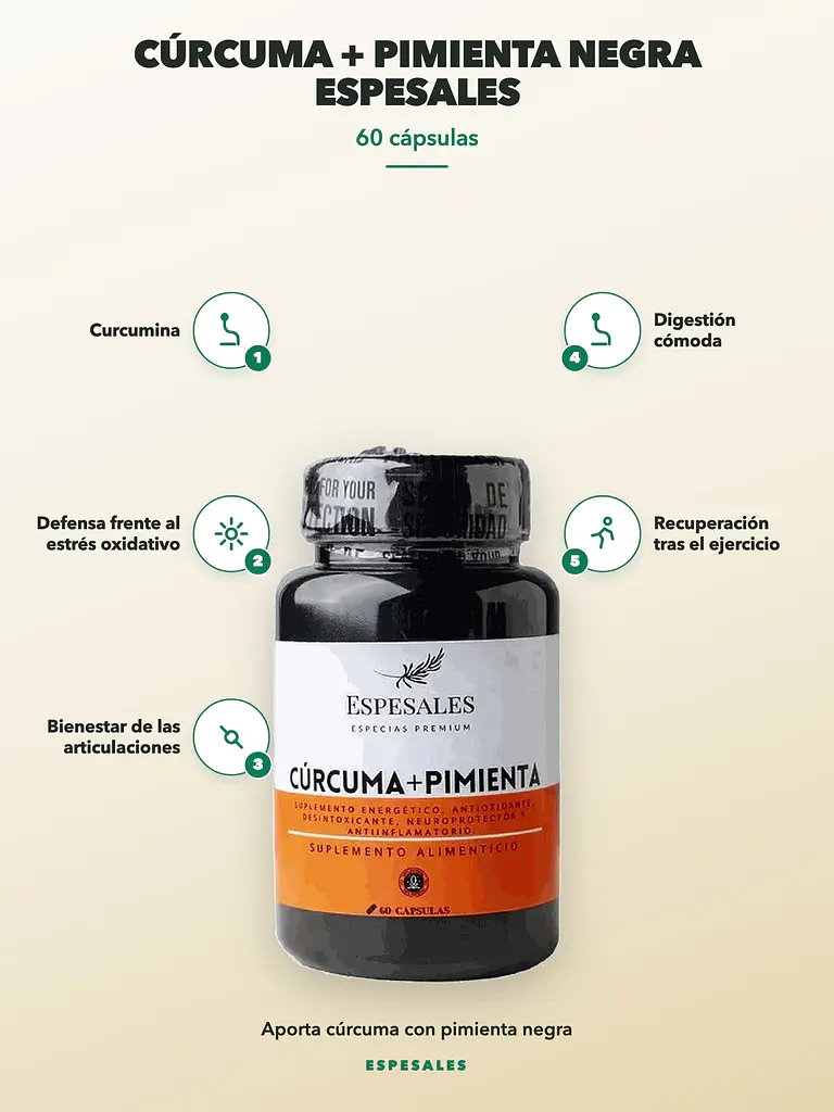 Cúrcuma + Pimienta Negra Espesales — 60 cápsulas 2
