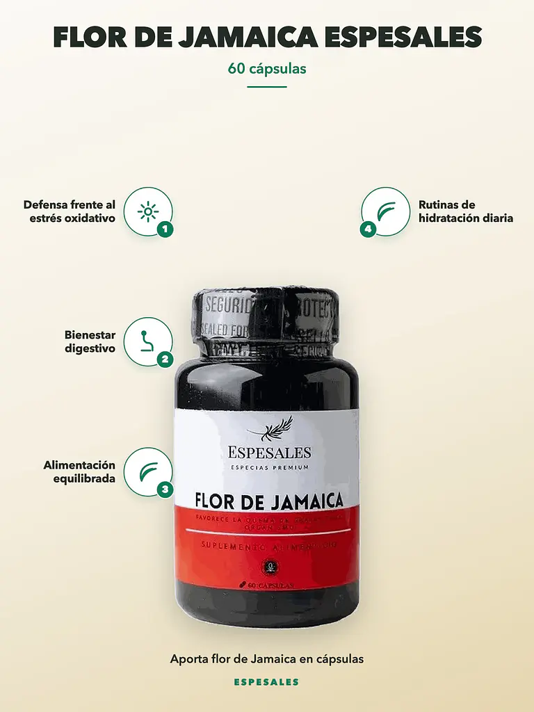 Flor de Jamaica Espesales — 60 cápsulas 2